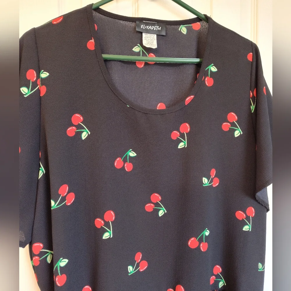 J.Elizabeth Black Cherry Print Dress - Picture 2 of 4